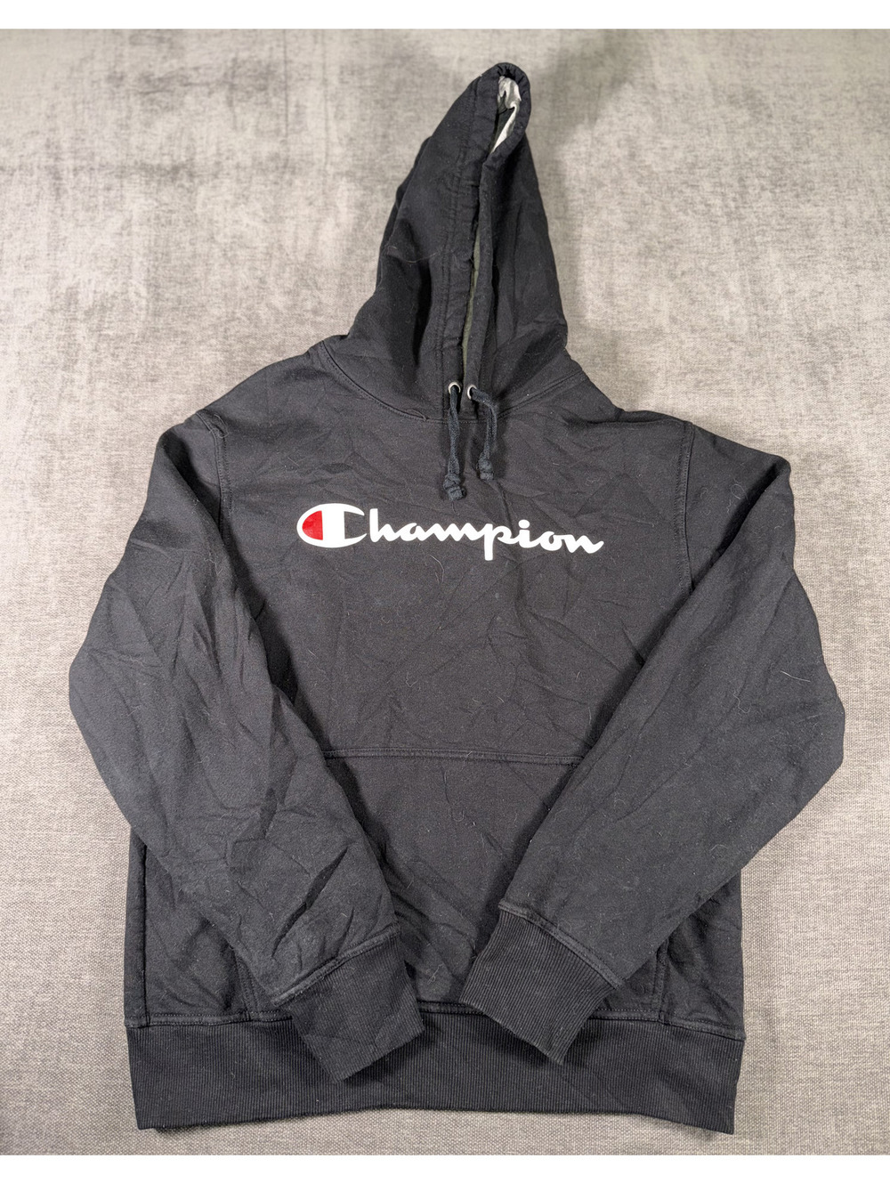 Champion Black Pullover Hoodie with Logo - Medium